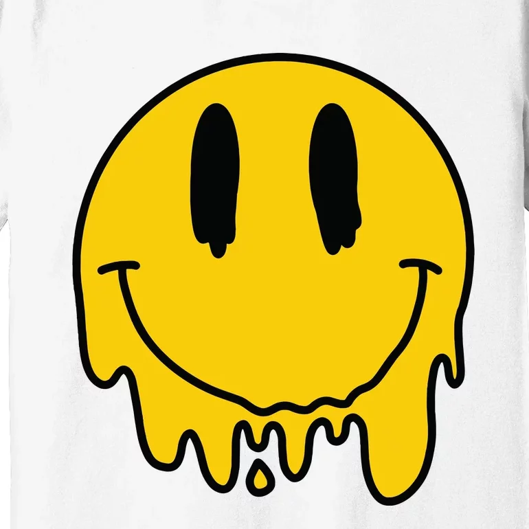 Melting Yellow Smile Funny Smiling Melted Dripping Face Cute Premium T-Shirt