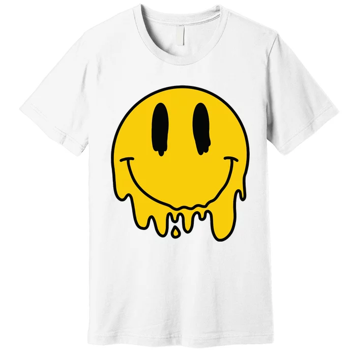 Melting Yellow Smile Funny Smiling Melted Dripping Face Cute Premium T-Shirt