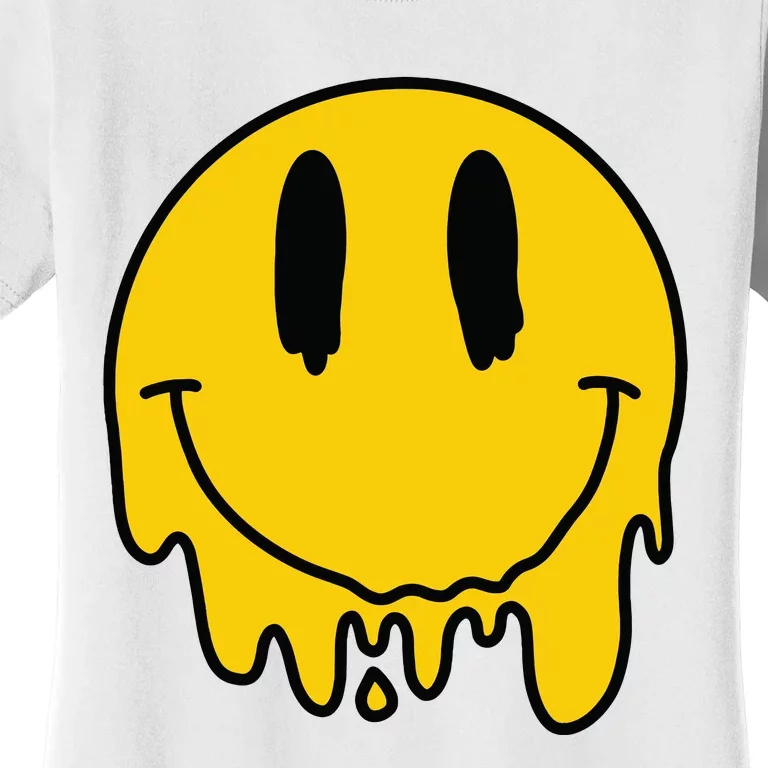 Melting Yellow Smile Funny Smiling Melted Dripping Face Cute Women's T-Shirt