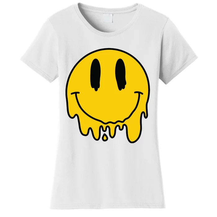 Melting Yellow Smile Funny Smiling Melted Dripping Face Cute Women's T-Shirt