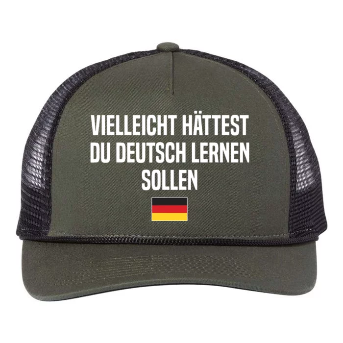 Maybe You Should Have Learned German Germany German Saying Retro Rope Trucker Hat Cap