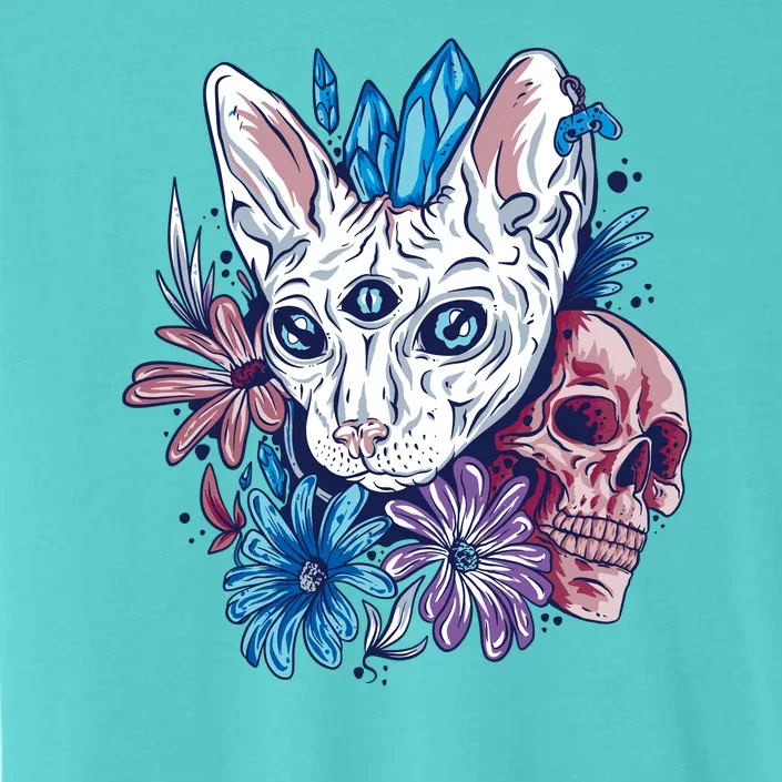 Mystic Cat Skull Floral ChromaSoft Performance T-Shirt