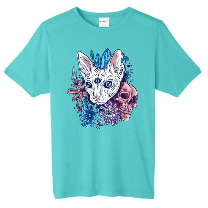 Mystic Cat Skull Floral ChromaSoft Performance T-Shirt