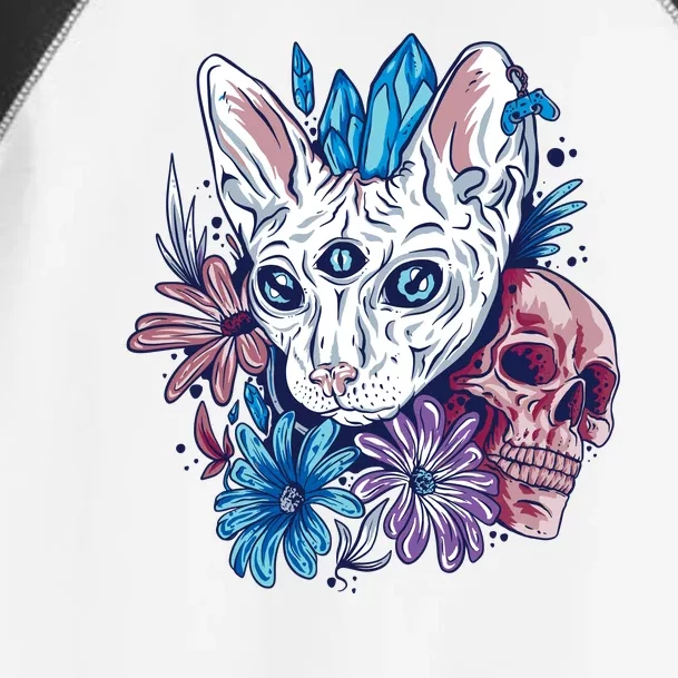 Mystic Cat Skull Floral Toddler Fine Jersey T-Shirt