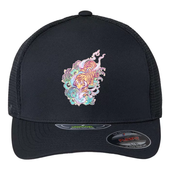 Mystical Tiger Tattoo Design Flexfit Unipanel Trucker Cap