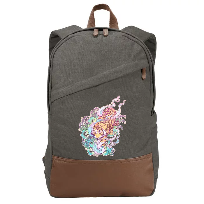 Mystical Tiger Tattoo Design Cotton Canvas Backpack