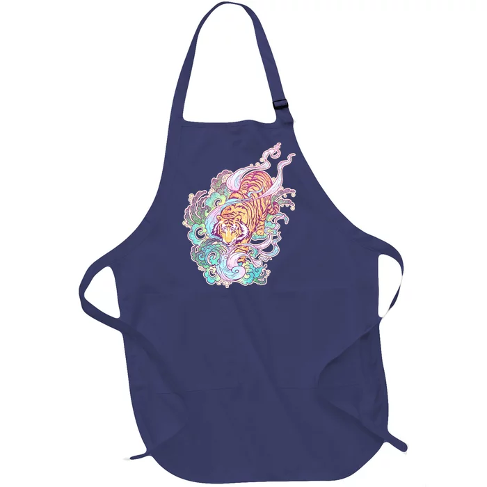 Mystical Tiger Tattoo Design Full-Length Apron With Pocket