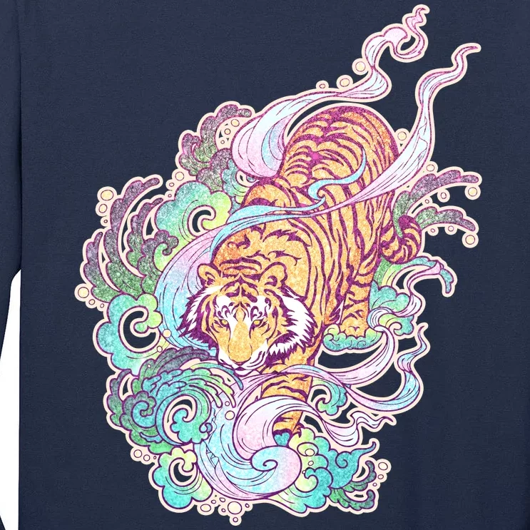 Mystical Tiger Tattoo Design Tall Long Sleeve T-Shirt