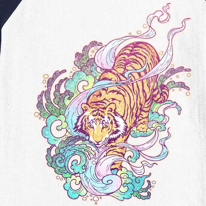 Mystical Tiger Tattoo Design Baseball Sleeve Shirt