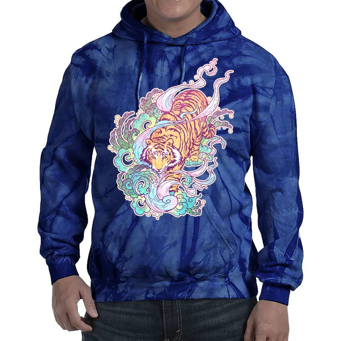 Mystical Tiger Tattoo Design Tie Dye Hoodie