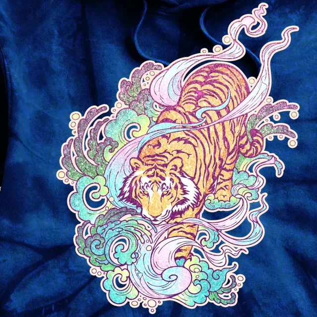 Mystical Tiger Tattoo Design Tie Dye Hoodie