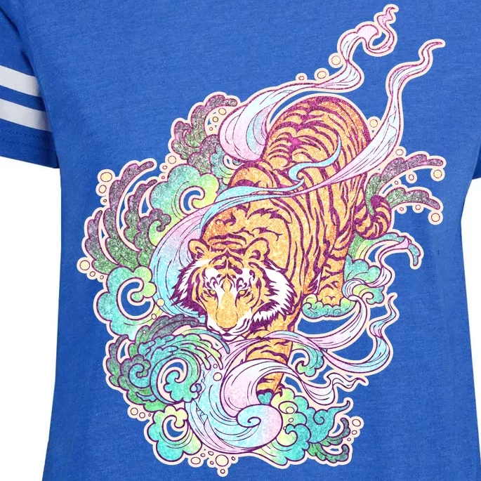 Mystical Tiger Tattoo Design Enza Ladies Jersey Football T-Shirt