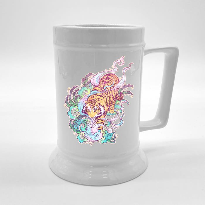 Mystical Tiger Tattoo Design Front & Back Beer Stein