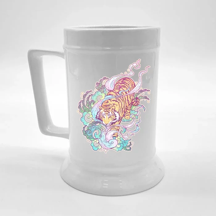 Mystical Tiger Tattoo Design Front & Back Beer Stein