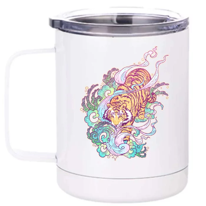 Mystical Tiger Tattoo Design Front & Back 12oz Stainless Steel Tumbler Cup