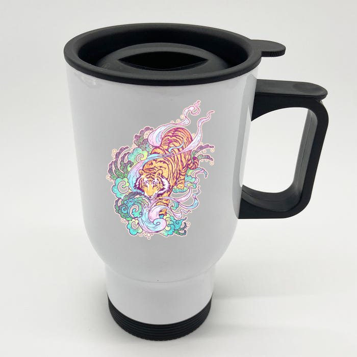 Mystical Tiger Tattoo Design Front & Back Stainless Steel Travel Mug