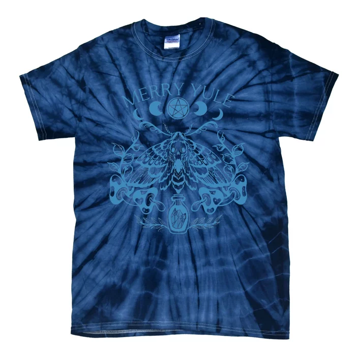 Merry Yule Vintage Butterfly Winter Solstice Goth Holiday Tie-Dye T-Shirt