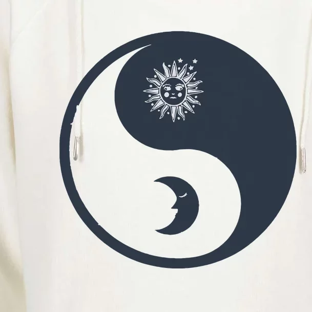 Meditation Yin Yang Sun Moon Distressed Womens Funnel Neck Pullover Hood