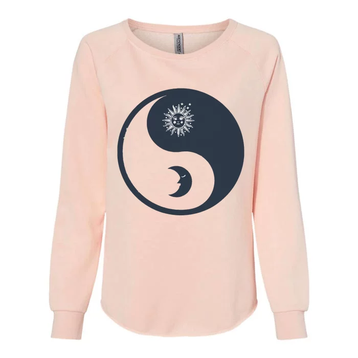 Meditation Yin Yang Sun Moon Distressed Womens California Wash Sweatshirt