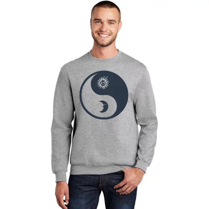 Meditation Yin Yang Sun Moon Distressed Tall Sweatshirt