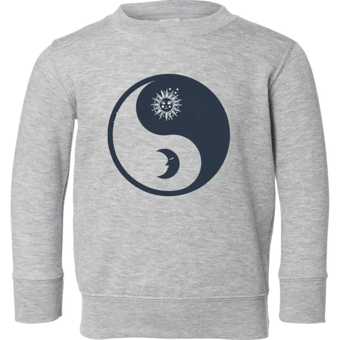 Meditation Yin Yang Sun Moon Distressed Toddler Sweatshirt