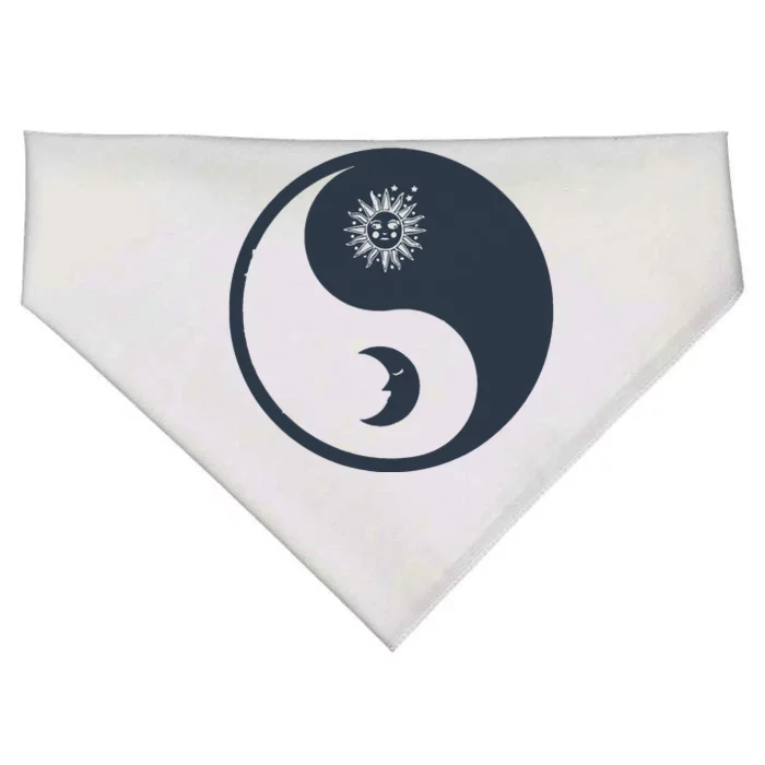 Meditation Yin Yang Sun Moon Distressed USA-Made Doggie Bandana