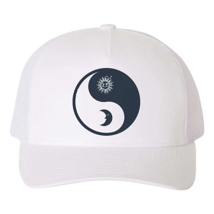 Meditation Yin Yang Sun Moon Distressed Yupoong Adult 5-Panel Trucker Hat