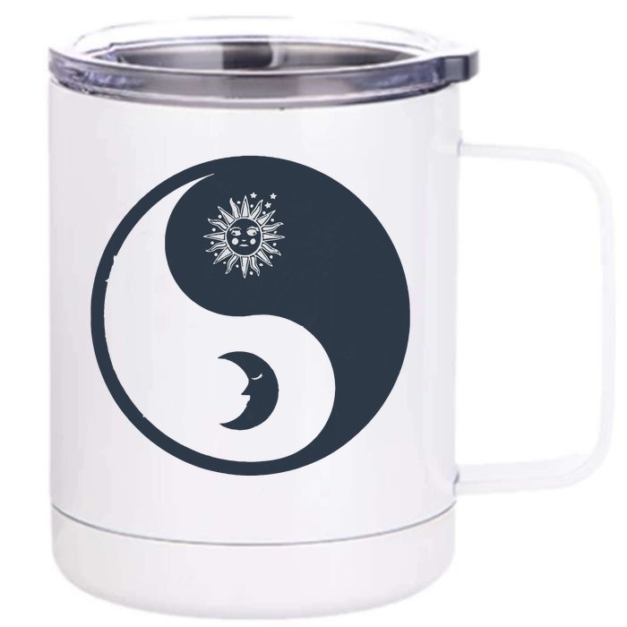 Meditation Yin Yang Sun Moon Distressed Front & Back 12oz Stainless Steel Tumbler Cup