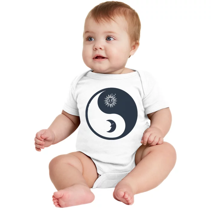 Meditation Yin Yang Sun Moon Distressed Baby Bodysuit