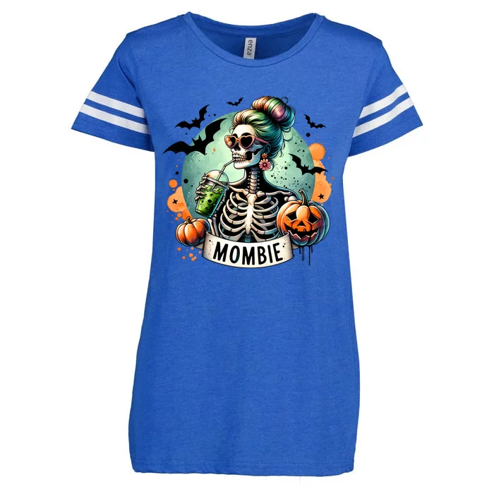 Mombie Zombie Spooky Mama Retro Enza Ladies Jersey Football T-Shirt