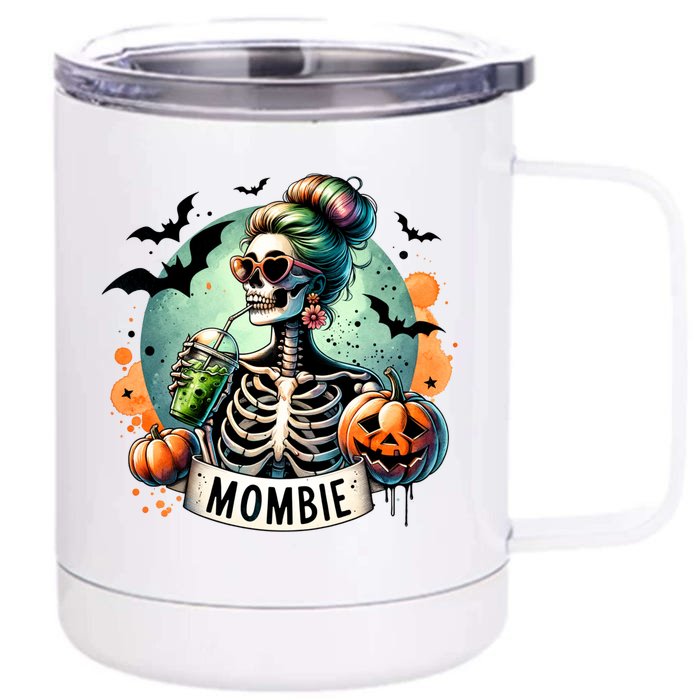 Mombie Zombie Spooky Mama Retro Front & Back 12oz Stainless Steel Tumbler Cup