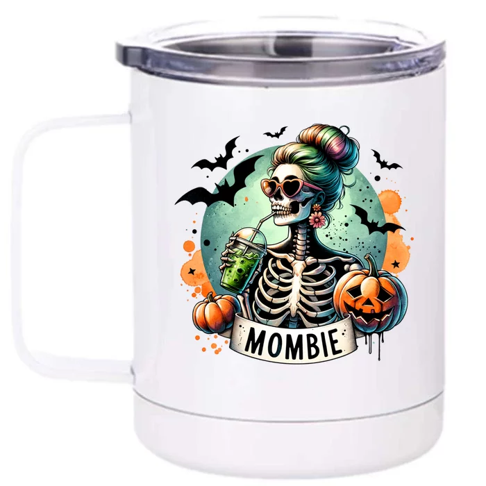 Mombie Zombie Spooky Mama Retro Front & Back 12oz Stainless Steel Tumbler Cup