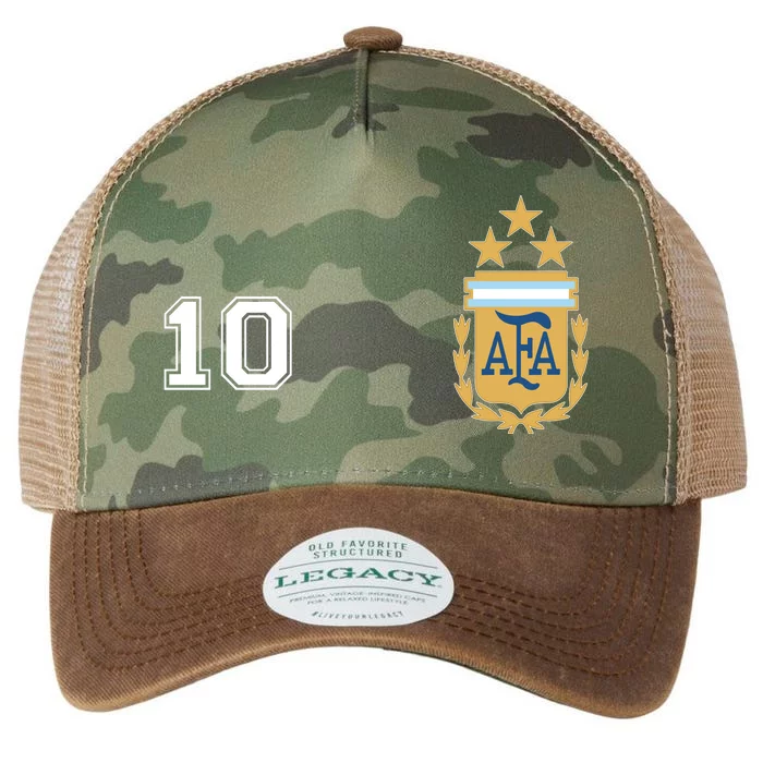 Number 10 Argentina Soccer Jersey Argentinian Football 3 Star Logo Legacy Tie Dye Trucker Hat