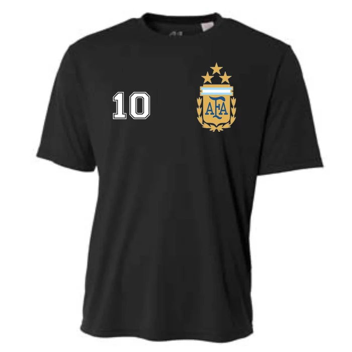 Number 10 Argentina Soccer Jersey Argentinian Football 3 Star Logo Cooling Performance Crew T-Shirt