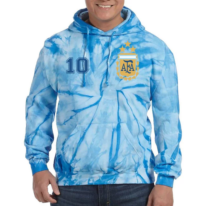 Number 10 Argentina Soccer Jersey Argentinian Football 3 Star Logo Tie Dye Hoodie