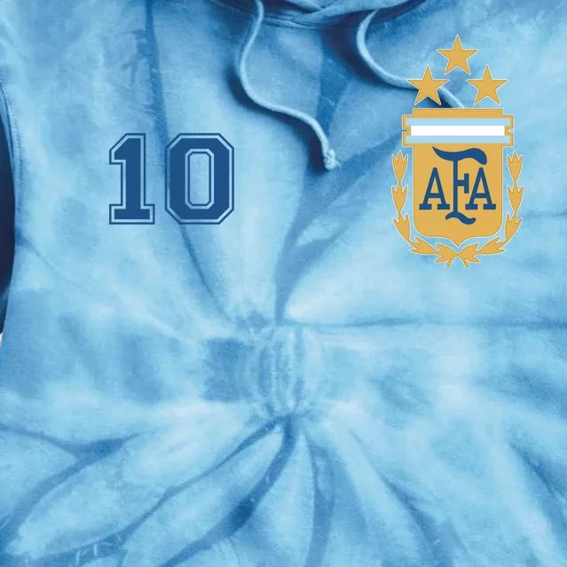 Number 10 Argentina Soccer Jersey Argentinian Football 3 Star Logo Tie Dye Hoodie