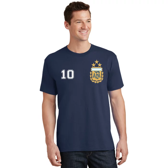 Number 10 Argentina Soccer Jersey Argentinian Football 3 Star Logo T-Shirt