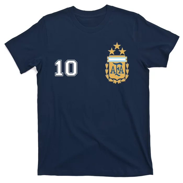 Number 10 Argentina Soccer Jersey Argentinian Football 3 Star Logo T-Shirt