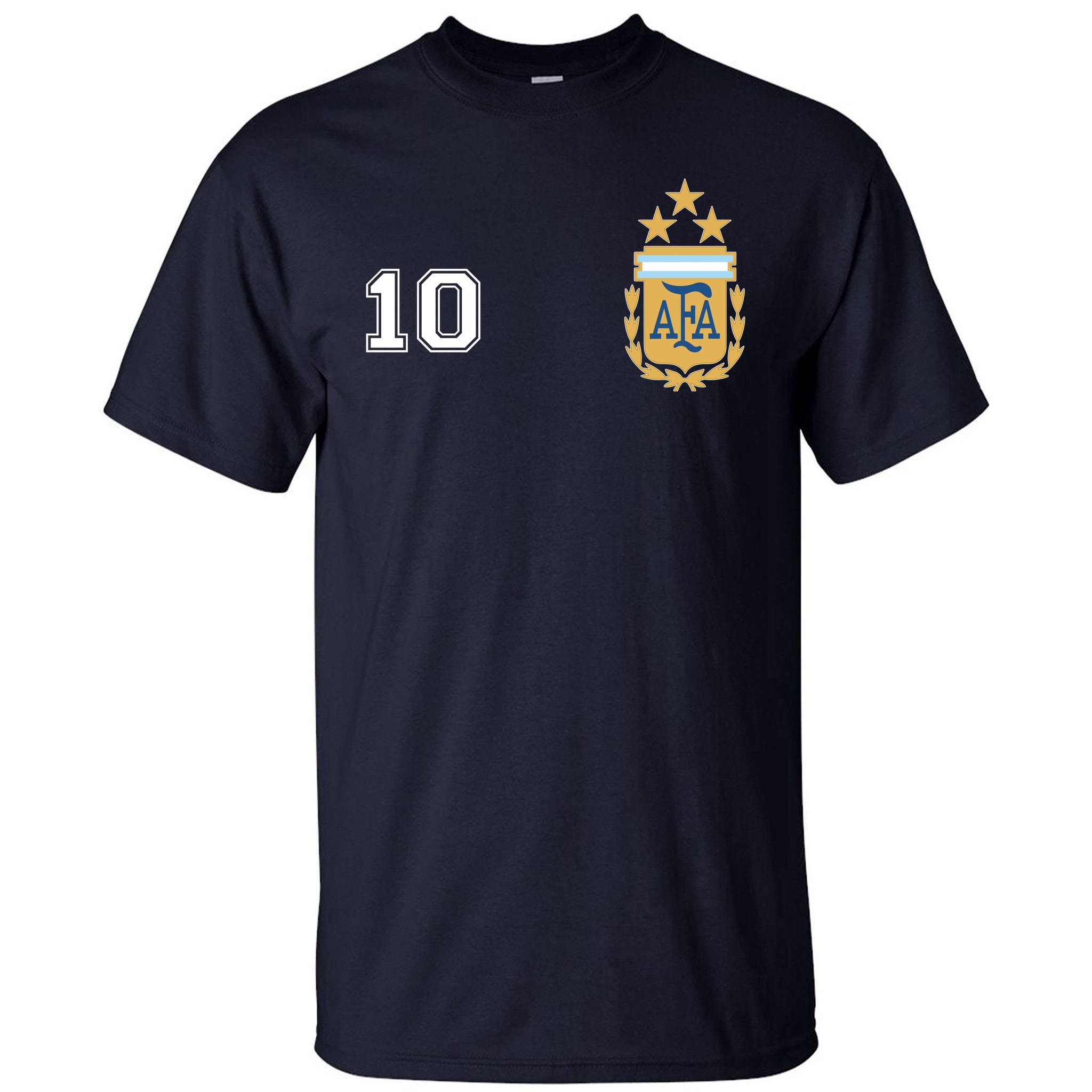 TeeShirtPalace Number 10 Argentina Soccer Jersey Argentinian Football 3 Star Logo Tall T-Shirt