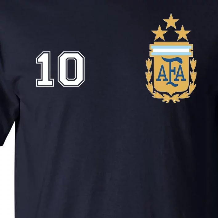 Number 10 Argentina Soccer Jersey Argentinian Football 3 Star Logo Tall T-Shirt