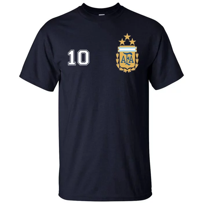 Number 10 Argentina Soccer Jersey Argentinian Football 3 Star Logo Tall T-Shirt