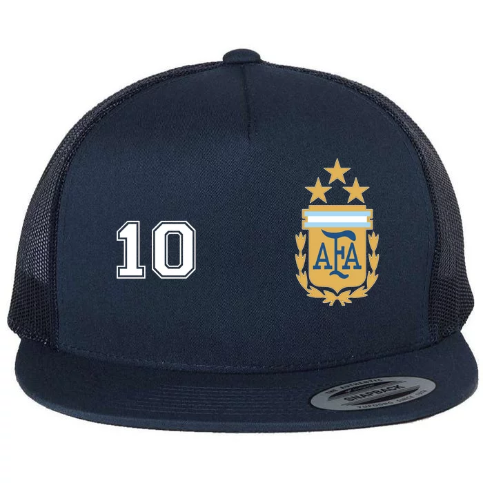 Number 10 Argentina Soccer Jersey Argentinian Football 3 Star Logo Flat Bill Trucker Hat