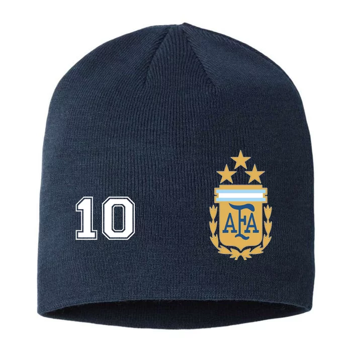 Number 10 Argentina Soccer Jersey Argentinian Football 3 Star Logo 8 1/2in Sustainable Knit Beanie