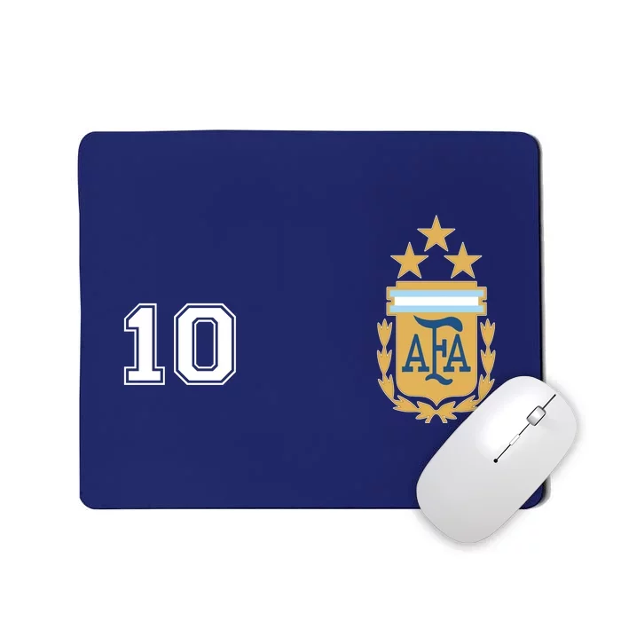 Number 10 Argentina Soccer Jersey Argentinian Football 3 Star Logo Mousepad