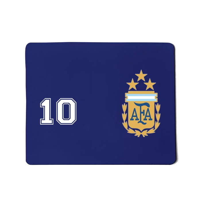 Number 10 Argentina Soccer Jersey Argentinian Football 3 Star Logo Mousepad