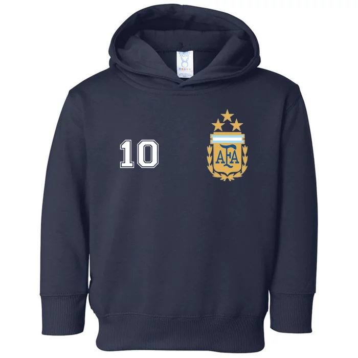 Number 10 Argentina Soccer Jersey Argentinian Football 3 Star Logo Toddler Hoodie