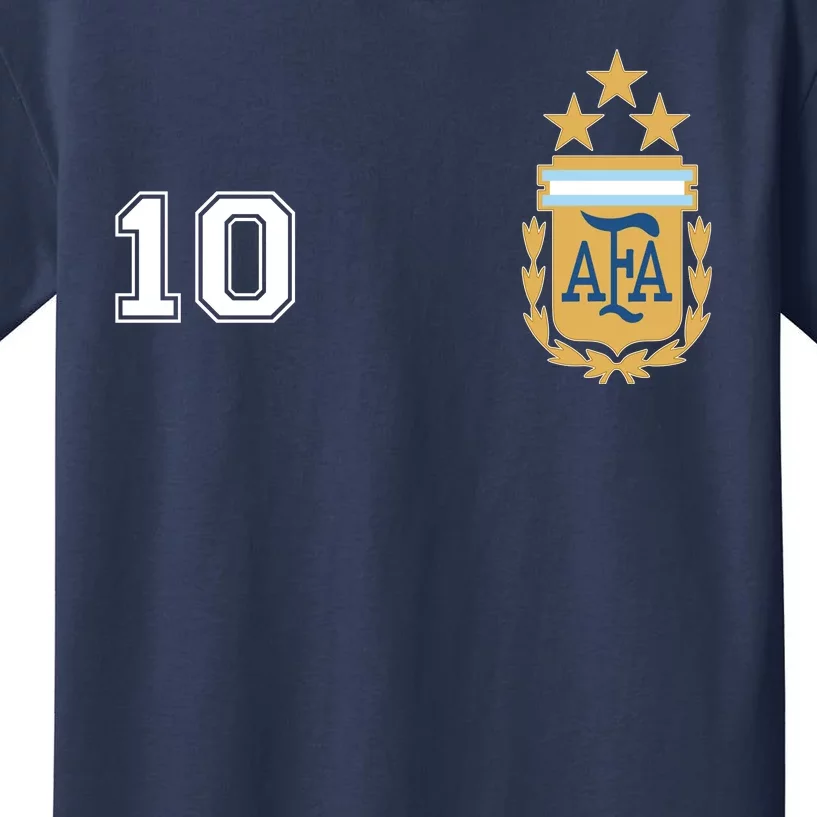 Number 10 Argentina Soccer Jersey Argentinian Football 3 Star Logo Kids T-Shirt