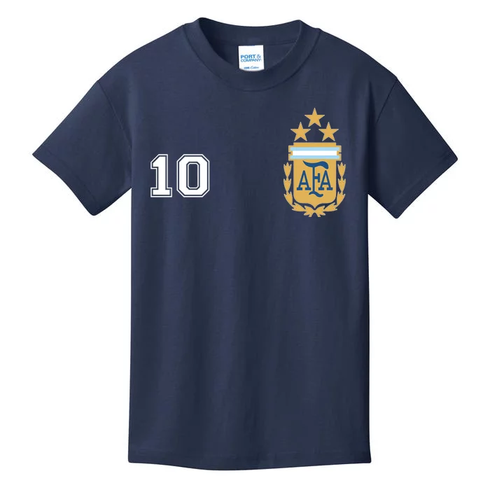 Number 10 Argentina Soccer Jersey Argentinian Football 3 Star Logo Kids T-Shirt