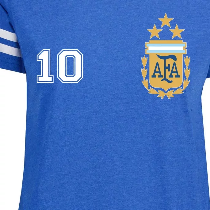 Number 10 Argentina Soccer Jersey Argentinian Football 3 Star Logo Enza Ladies Jersey Football T-Shirt