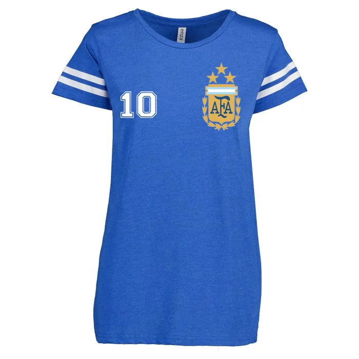 Number 10 Argentina Soccer Jersey Argentinian Football 3 Star Logo Enza Ladies Jersey Football T-Shirt